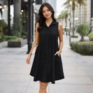 Tuckernuck Womens Black Sleeveless Charlie Shirt Dress Small